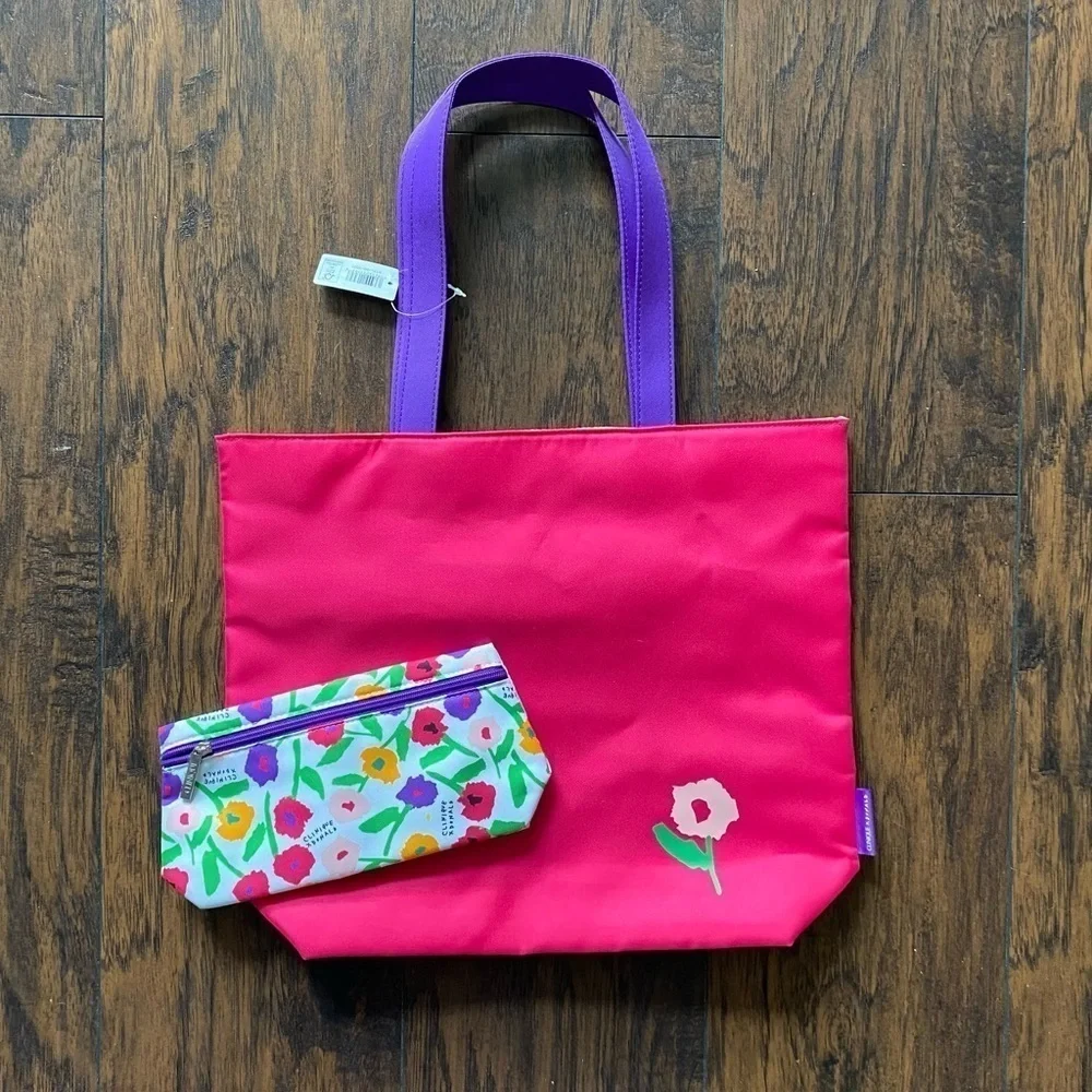 Clinique x Donald Robertson Limited Edition Tote and Makeup Bag Floral